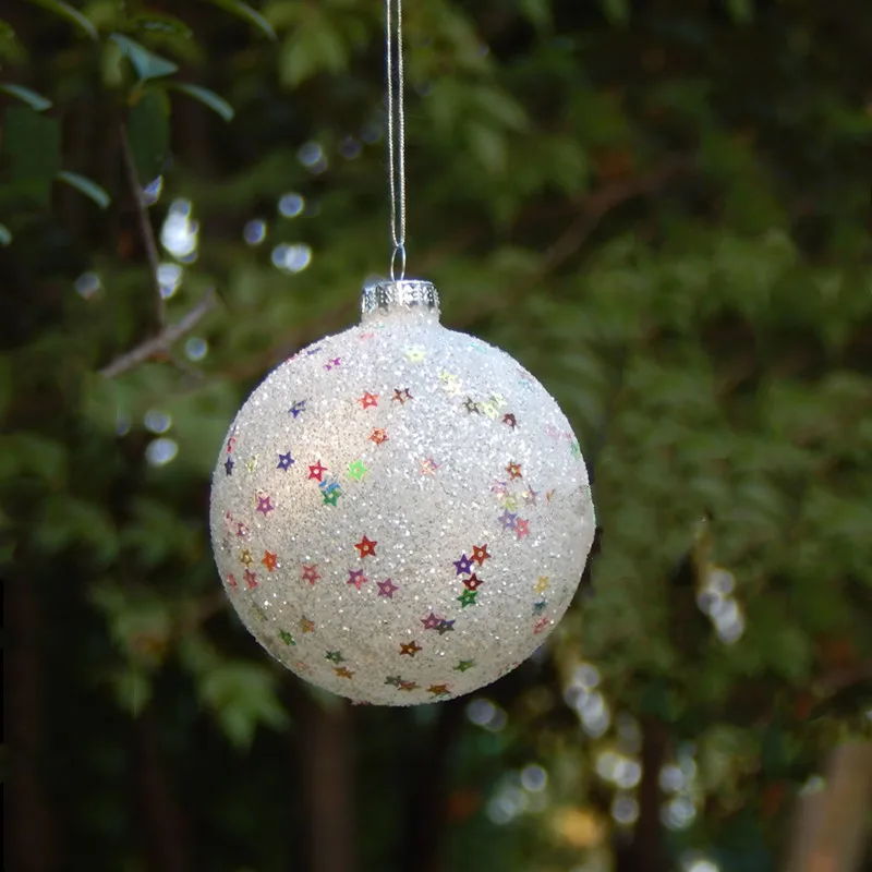 

12pcs/pack Small Size White Series Surface Sticking Glass Globe Pendant Christmas Tree Hanger Decorative Handmade Gift Ball