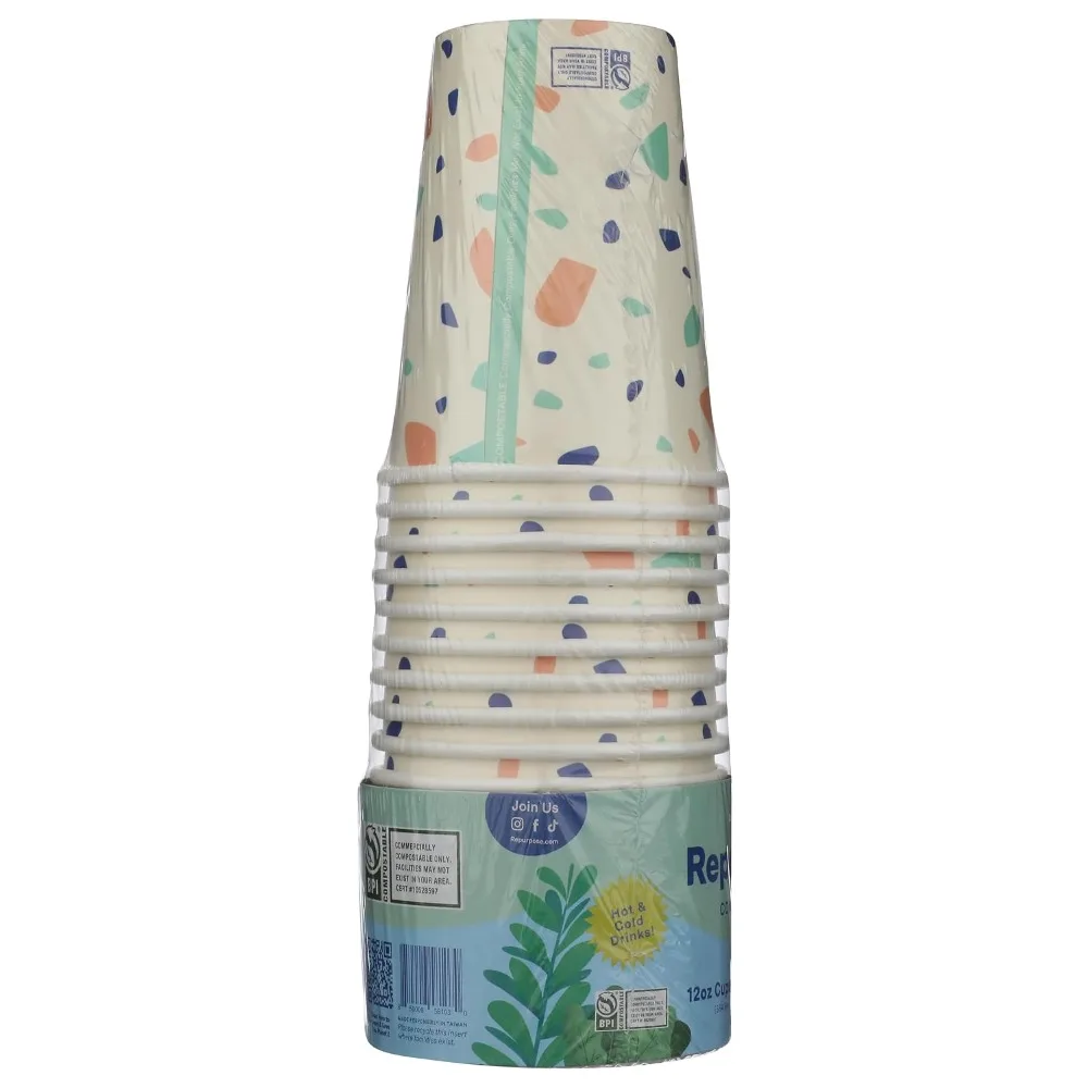 12oz Hot Cups 18 Count - Eco-Friendly Compostable Cups for Coffee & Tea