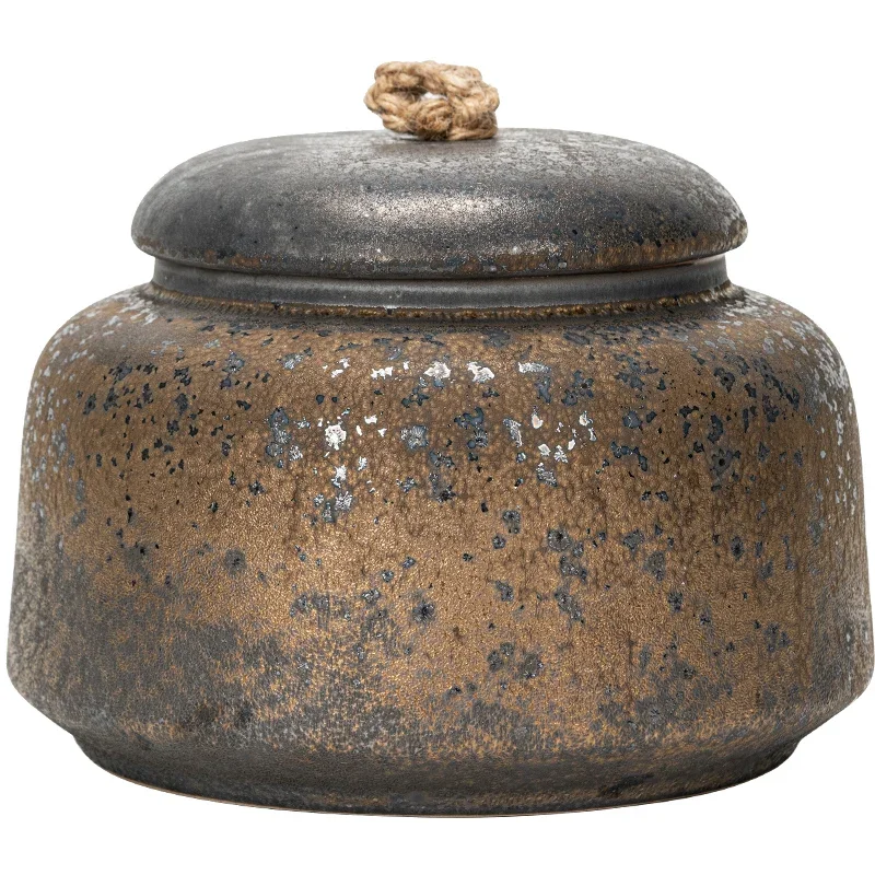 Vintage Gilt Stoneware Tea Pot Ceramic Seal Jar Household Multifunctional Storage Box Container Crafts Ornament Home Decoration