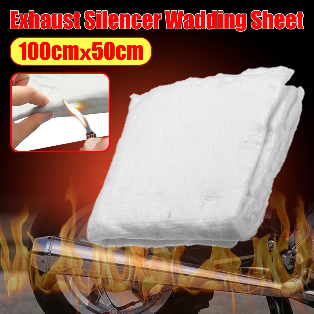 100x50cm 5mm Universal  Motorcycle Exhaust Silencer Wadding Sheet Heat Cotton Soundproof Mat Blanket Insulation Shock Absorption