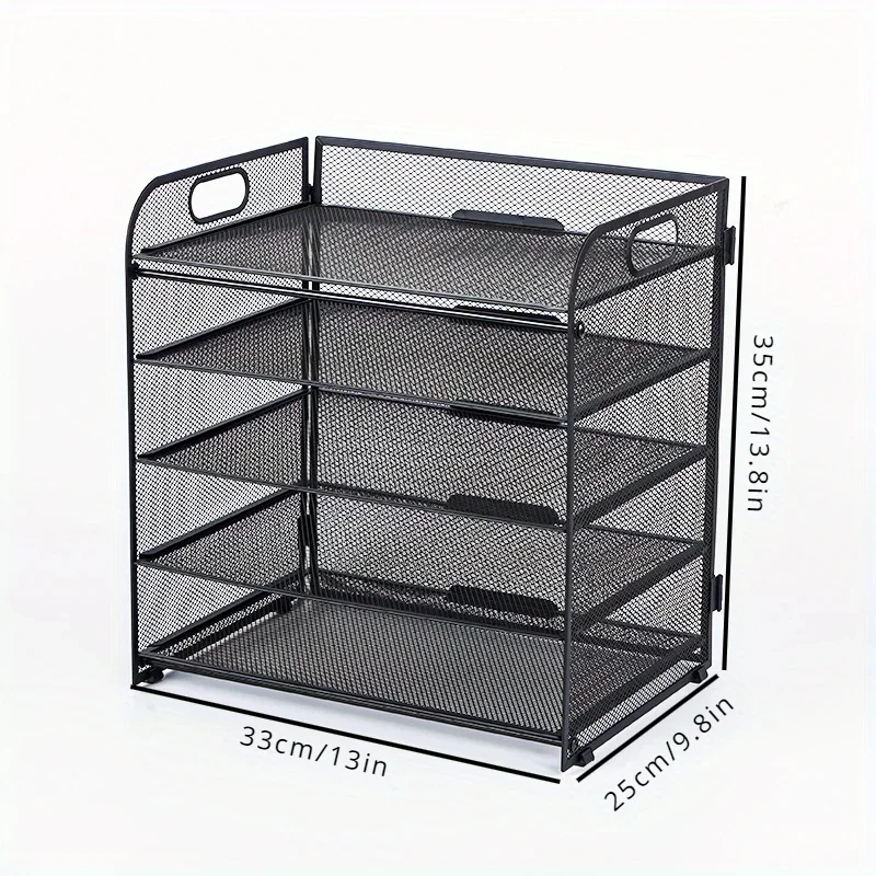 Organizador de mesa de aço inoxidável com 7 bandejas de cartas de malha - Organizador de arquivos vertical com alça - Classificador de documentos de escritório