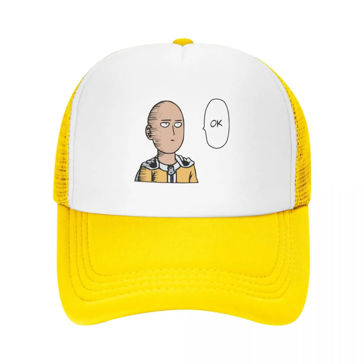 Unisex One-Punch Man Trucker Caps Outdoor Mesh Baseball Caps Polyester Funny Anime Hats Sun Hat Adjustable Golf Hats Summer