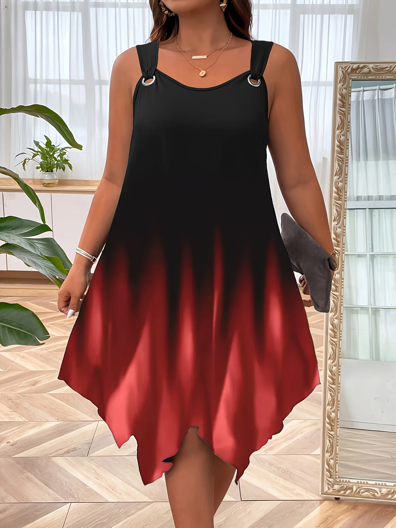 Schickes Übergrößen-Sommerkleid für Damen mit stilvollem Trägerdesign für mühelose Sommer-Eleganz – Detail 7