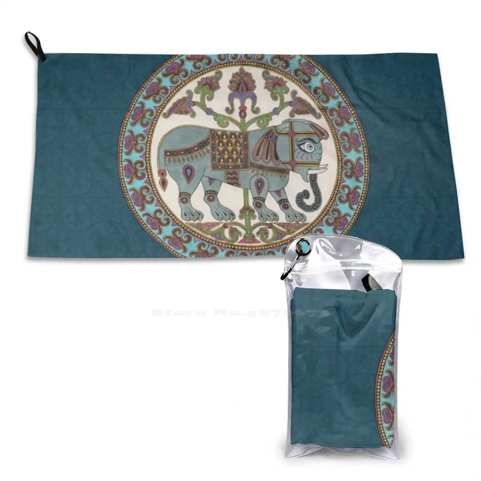 Byzantine Elephant Medieval Illumination Quick Dry Soft Face Towel Home Outdoor Tania Medieval Elephant Illuminated Manuscripts