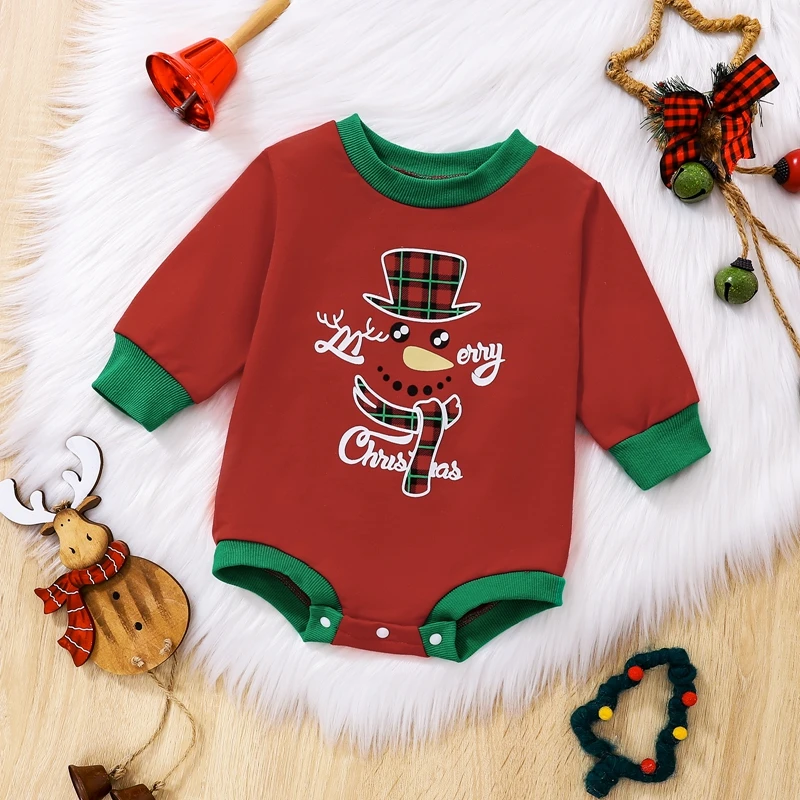 

Infant Toddler Winter Jumpsuit Cute Reindeer Patterned Long Sleeve Romper for Boys Girls Christmas Party Outfit