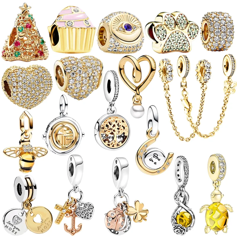 

New Golden Sparkle Series Charm Bead Pendant Applicable to Original European Plating Silver Jewelry & DIY Making Fine Gift