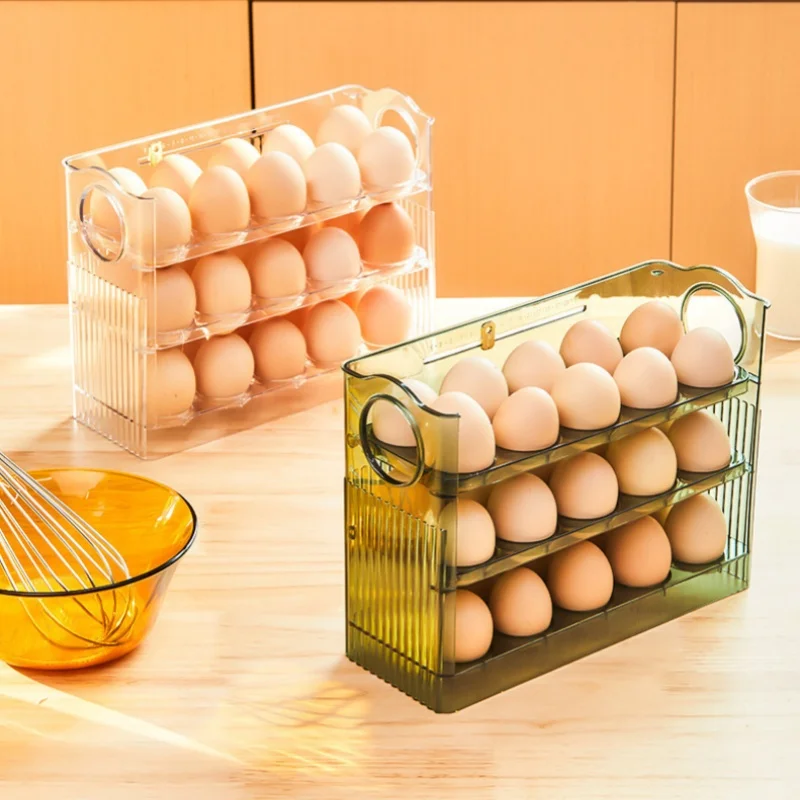 Turning Eggs Storage Box Organizer Fridge Automatic Rolling Eggs Holder Eggs Dispenser Container Kitchen Gadget Accessories Sets