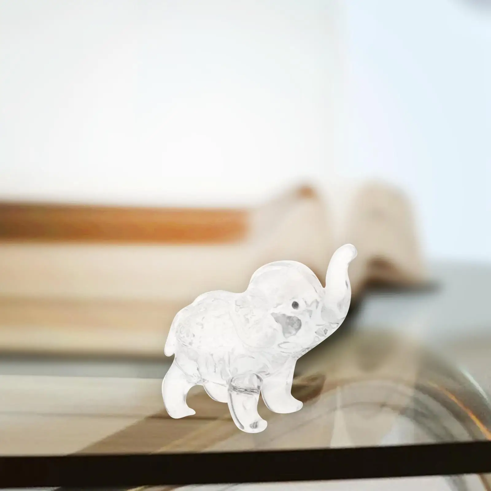 Cute Elephant Statue White Crystal Figurine for Interior Decor Modern Sculpture Collectible Animal Ornament Minimalist Table