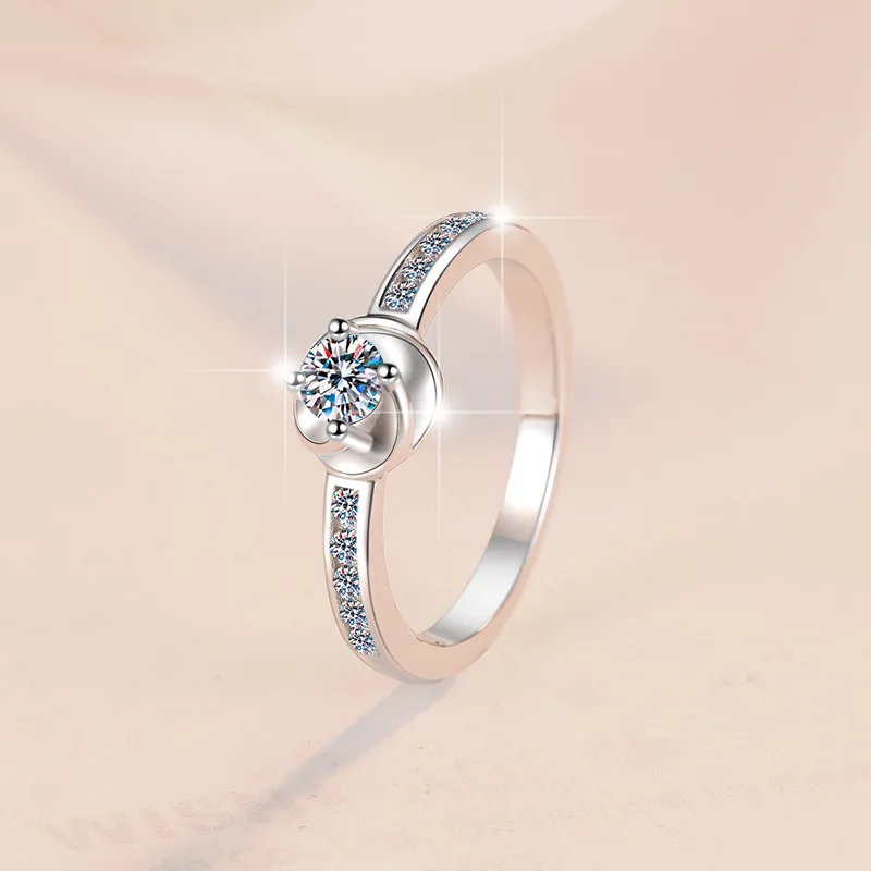 

Модное кольцо с муассанитом 0,2 карата PT950, платиновое минималистское изысканное женское сверкающее повседневное подарочное кольцо для свиданий