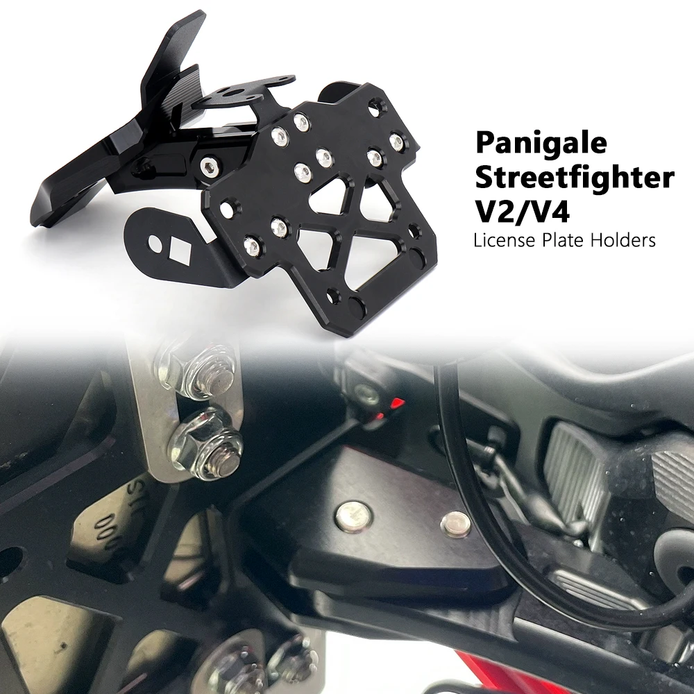 Motorcycle Accessories Rear License Plate Holder Frame Kit Black For Ducati Streetfighter V2 V4 Panigale V4 PANIGALE V2