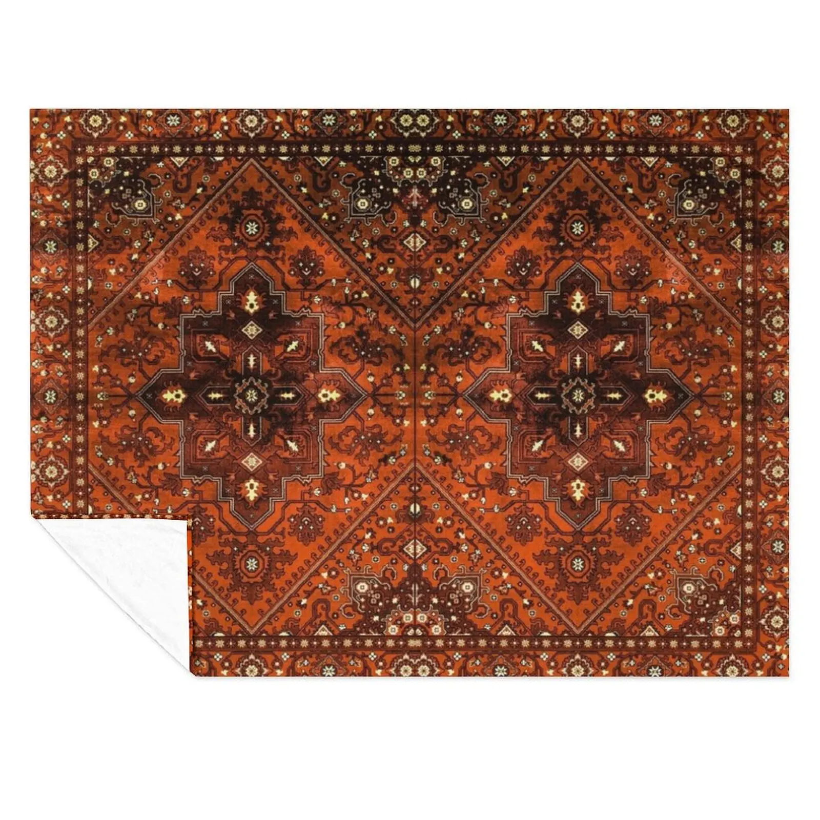 

Orange Oriental Heritage Antique Traditional Moroccan Style Artwork Throw Blanket Bed Custom sofa bed Blankets