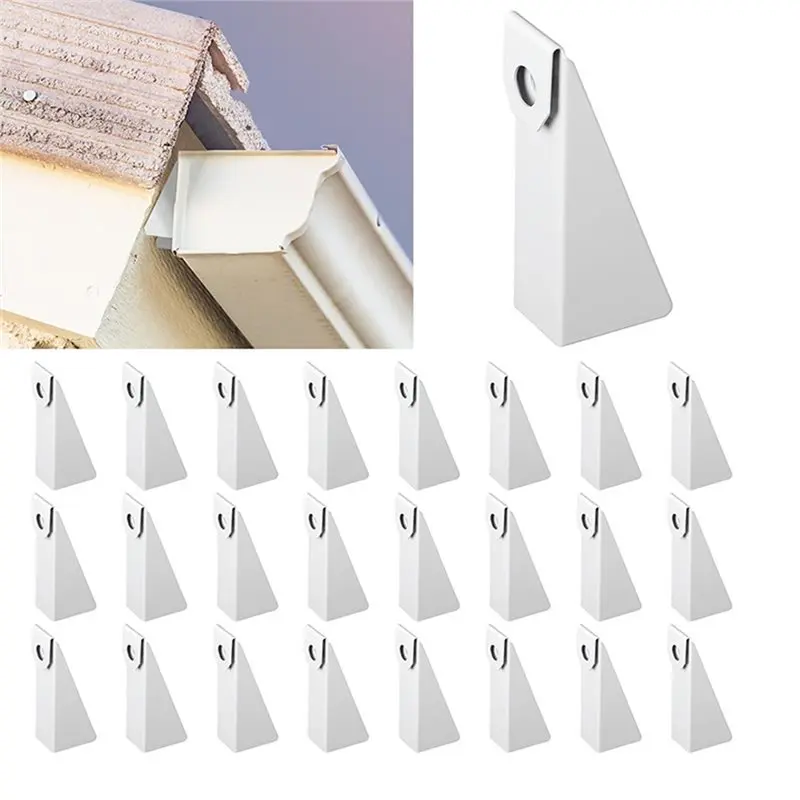 CYCLI-Aluminum White Gutter Wedges(25 Pcs) For 5-Inch K-Style Rain Gutter Systems, Suitable For Roof On Angle Leveling Pitch