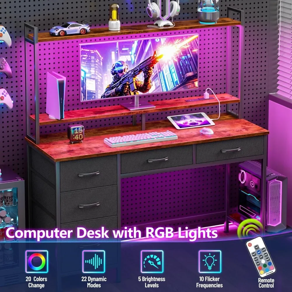 Vendez bien "bureau de jeu ergonomique avec rangement et éclairage pour le bureau à domicile"