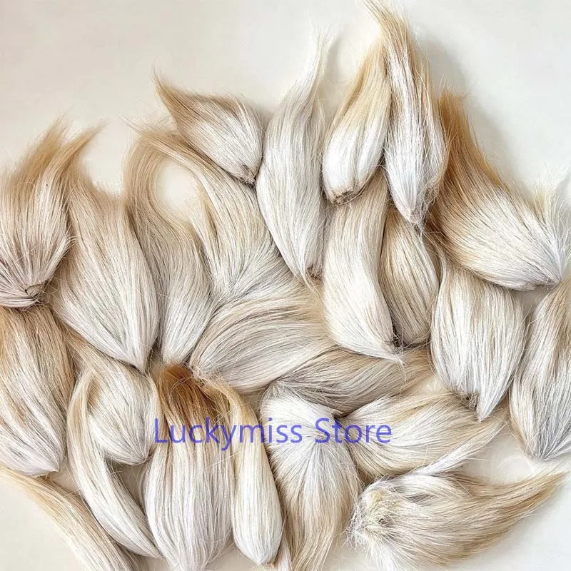 Natural Raw Goat Tail Hair DIY Craft Supplies for Stage Decoration, Specimen Makeup Brush Calligraphy Brush & Doll Rerooting