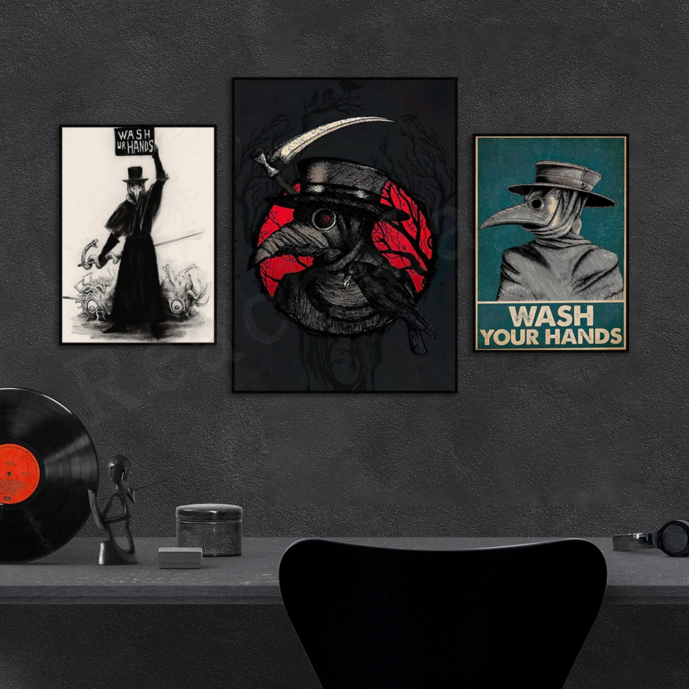 Plague Doctor Poster, Plague Doctor Hand Wash Sign, Plague Doctor Wall Art, Plague Doctor Art Print