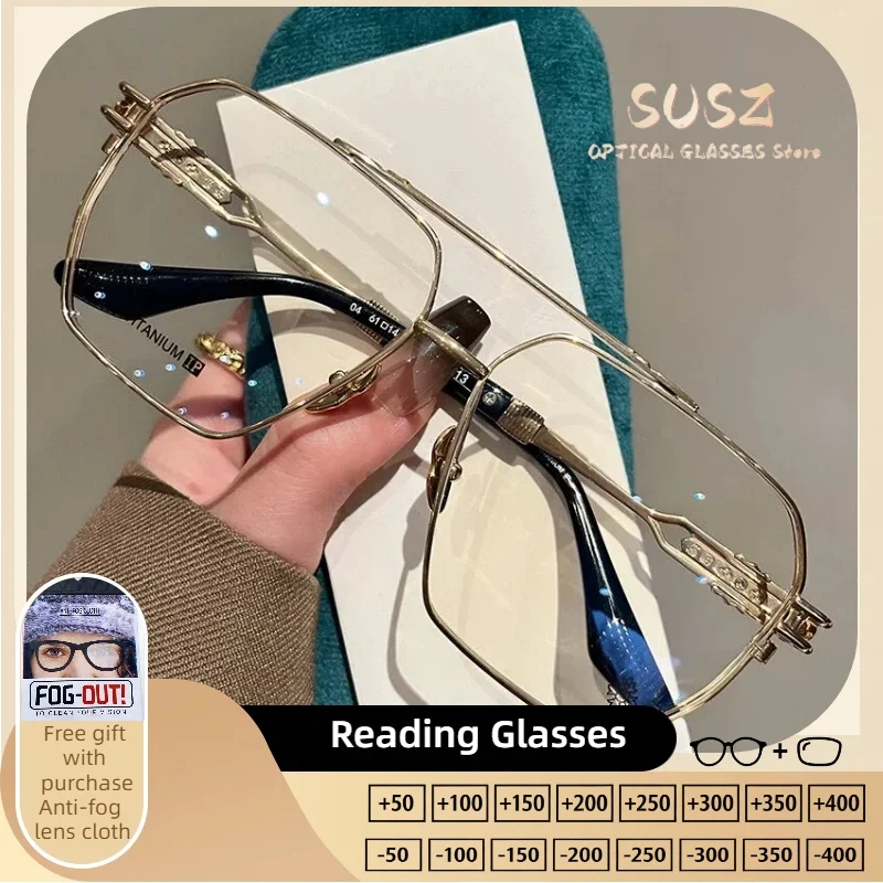 

SUSZ Fashion Oversize Square Pilot Men Anti Blue Light Myopia Glasses Women Customized Progressive Optical Prescription Glasses