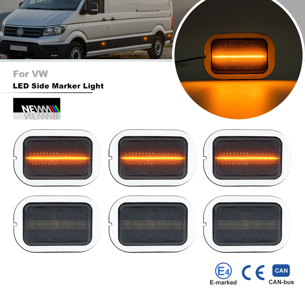 6x Smoked LED Side Marker Lights For 2017-2025 VW Crafter SY/SZ MZN TGE E-Crafter Car Clearance Width Warning Lamps 7C3945061B