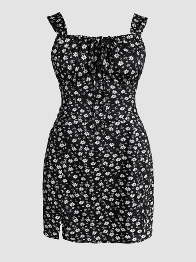 Combishort d'été imprimé Floral pour femmes, Sexy, bretelles Spaghetti, sans manches, Slim, taille haute, mode plage, 2025