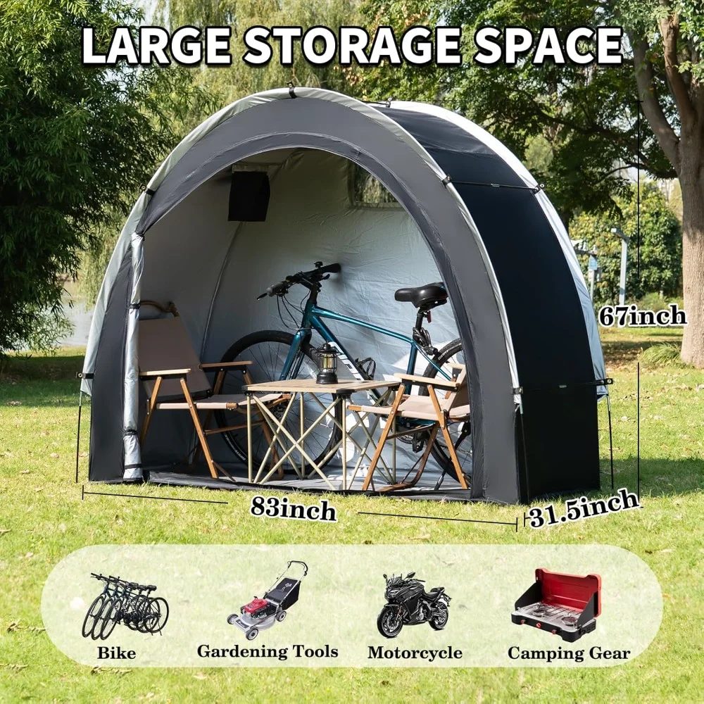 Bike Storage Shed Tent,Outdoor Portable Bicycle Storage Sheds with 210D Oxford Fabric PU4000 Waterproof for 2/3/4/6/8 Bikes