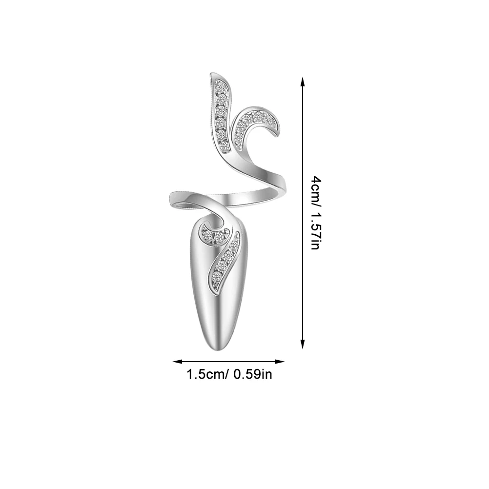 4 個の女性の爪リングラインストーン装飾合金爪型リング結婚式クリスマスバレンタインギフトハンドジュエリー