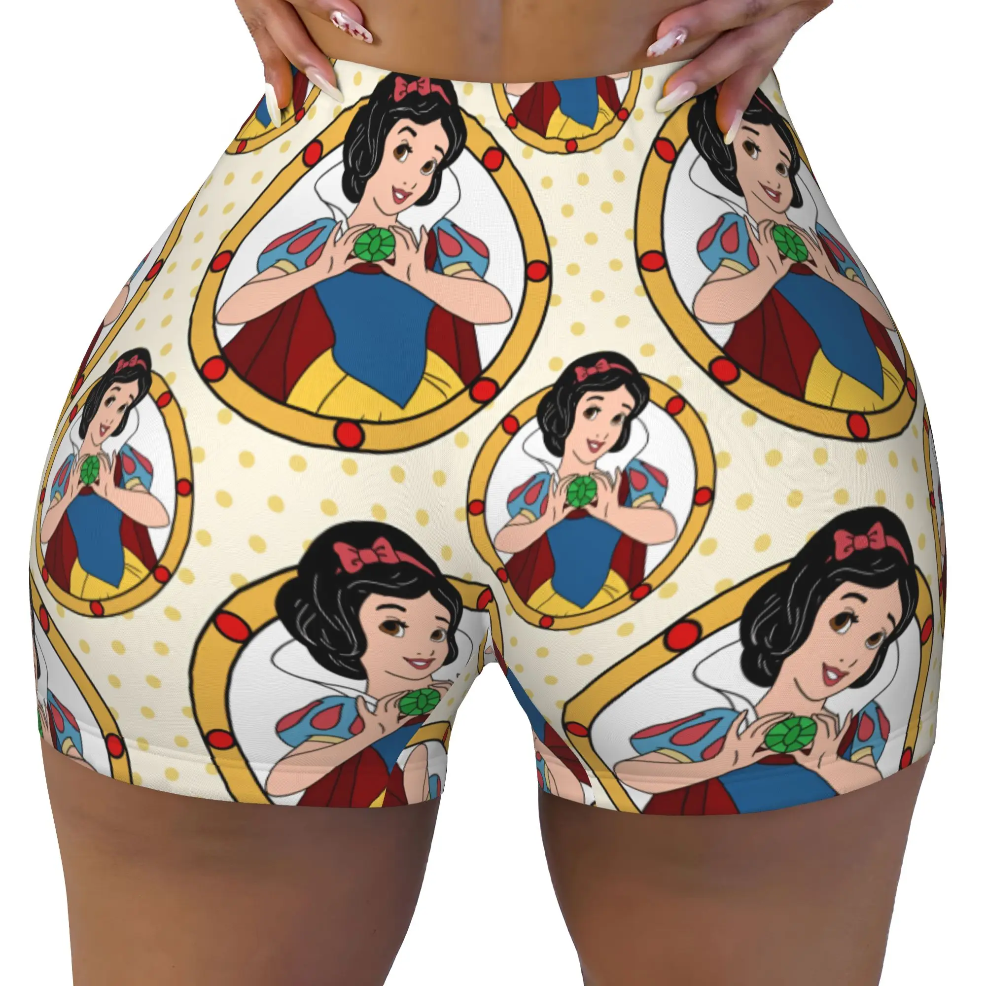 Custom Women's Seven Dwarfs Anime Workout Yoga Shorts Cartoon Athletic Gym Running Volleyball Shorts