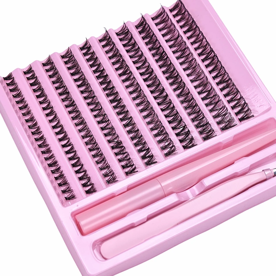 Kit de Extensión de Pestañas DIY, 200pcs, Racimos, Wispy, Rizo D, con Pegamento y Pinzas, para Uso Profesional y Casero 3