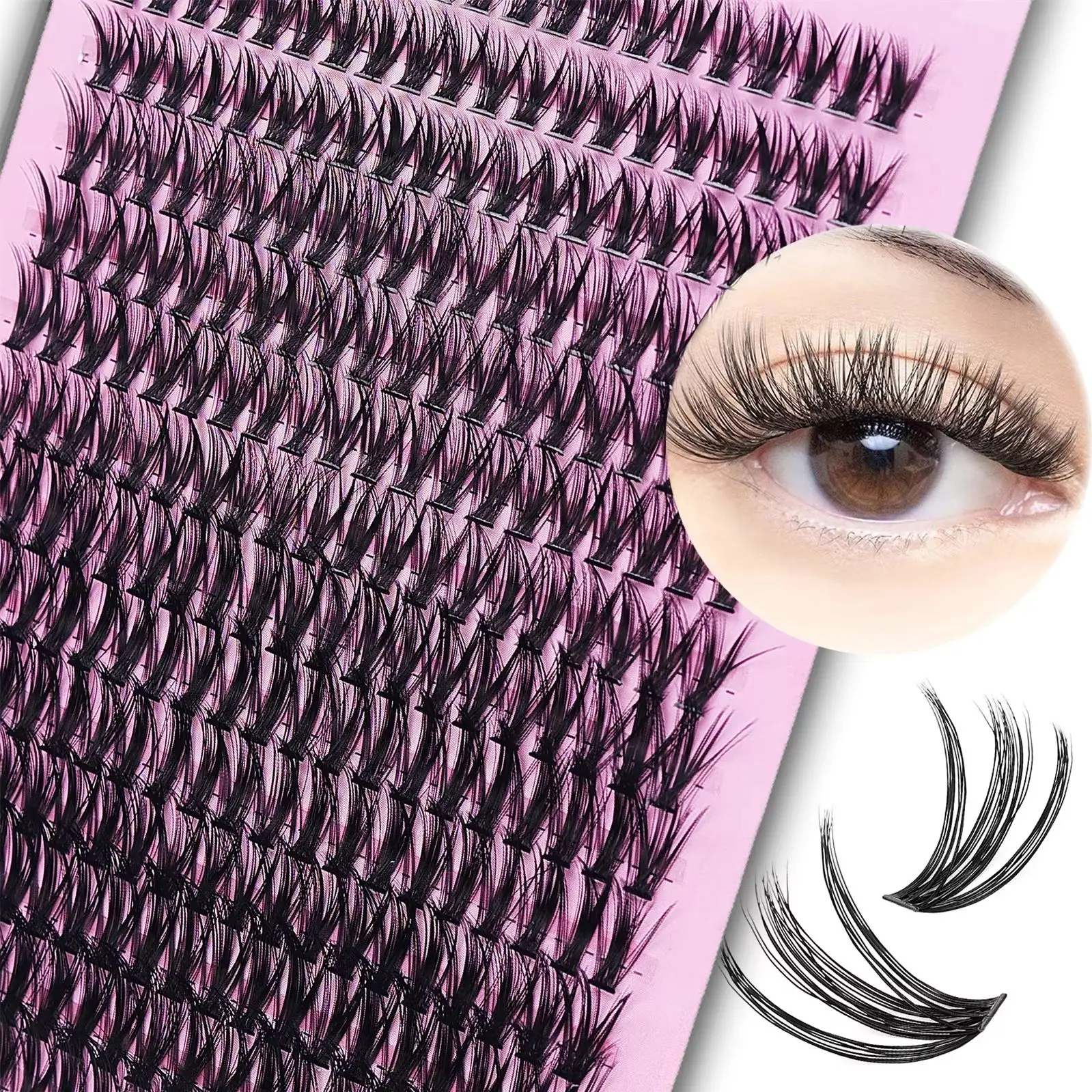 Natural Thick 40D Fake Eyelash 3D Strip Individual Lashes 14 Rows 280 Clusters 8-16mm Mix Cluster Lashes Extension