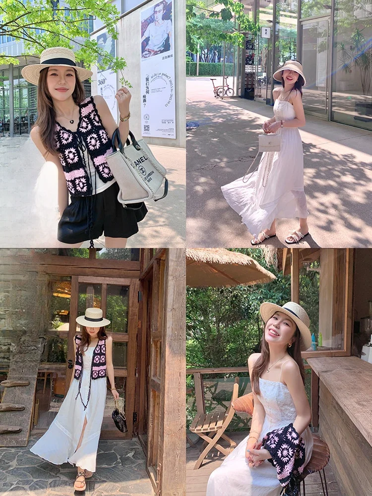 

Комплект из двух предметов: топ и брюки из плотного хлопка с V-образным вырезом и вышивкой, в стиле ретро, Юго-Восточная Азия, Dr Cheeseandkisses