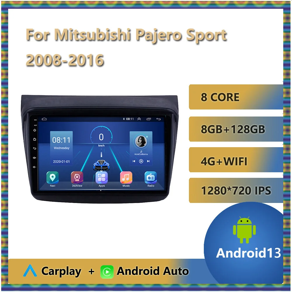 

For Mitsubishi Pajero Sport 2008 - 2016 Android 13 Car Multimedia Stereo Video Player GPS Navigation Auto Radio 1280*720 IPS OBD