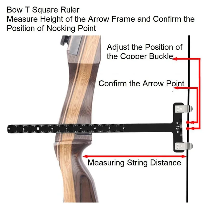 AED2-Bow String Nocking Points ชุด T ไม้บรรทัด Nocking คีมหัวเข็มขัดและ 8 ชิ้น Nocking ชุดหัวเข็มขัด