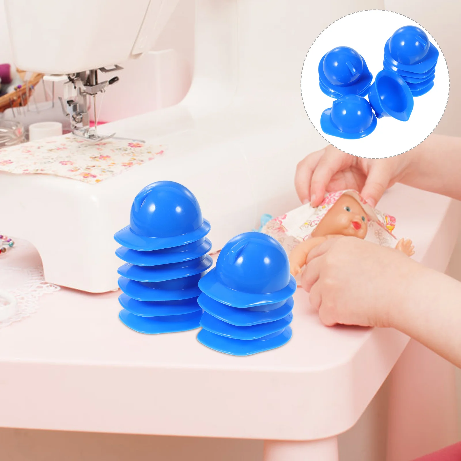 20 Pcs Mini Hat Kids Construction Cap Building Miniature Helmets Party Hats Hard Cake Topper Plastic Safety Chick