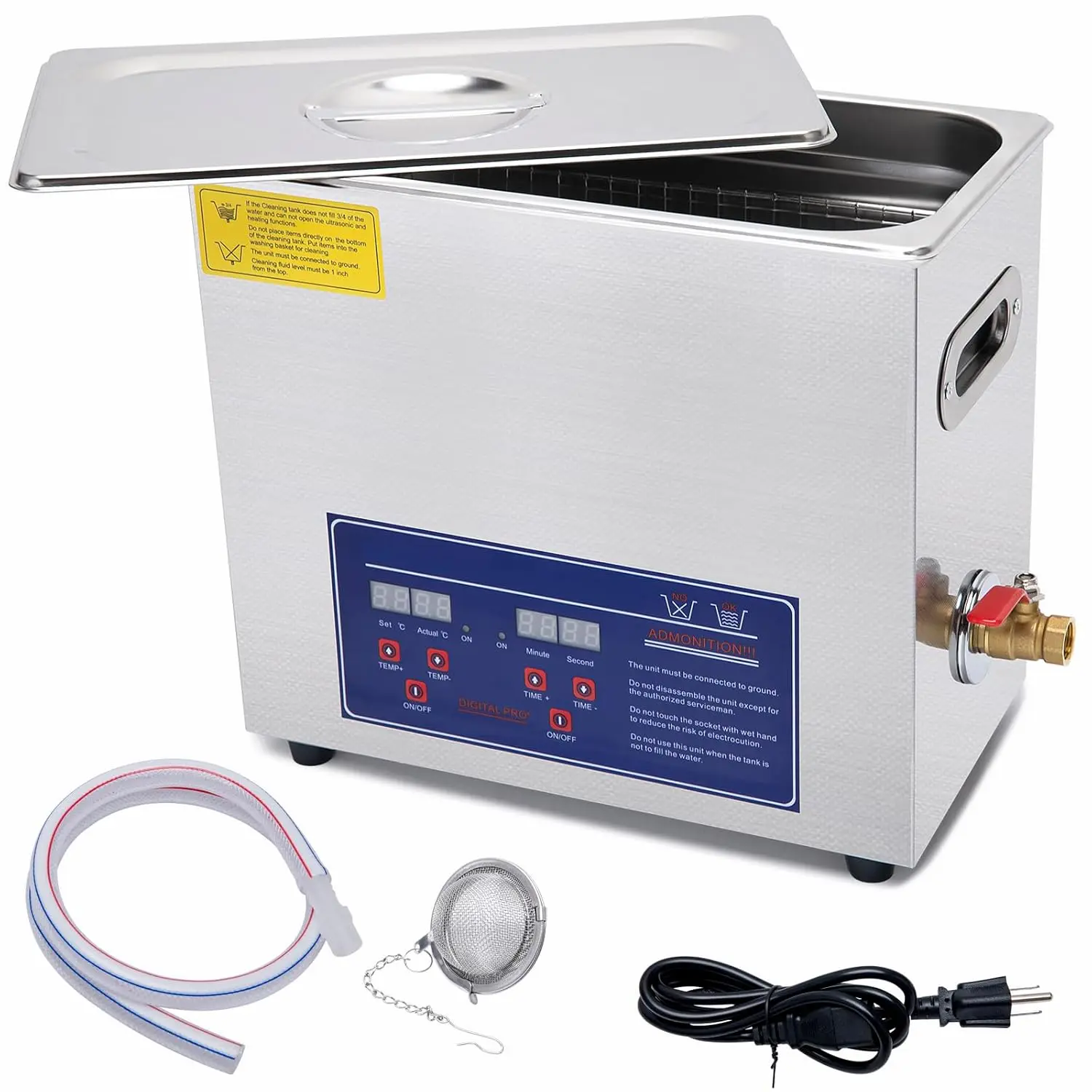 Parts Cleaner 6L, Heated Ultrasonic Carb Cleaner, Industrial Ultrasonic Carburetor Cleaner Machine with Digital Timer for Jewelr