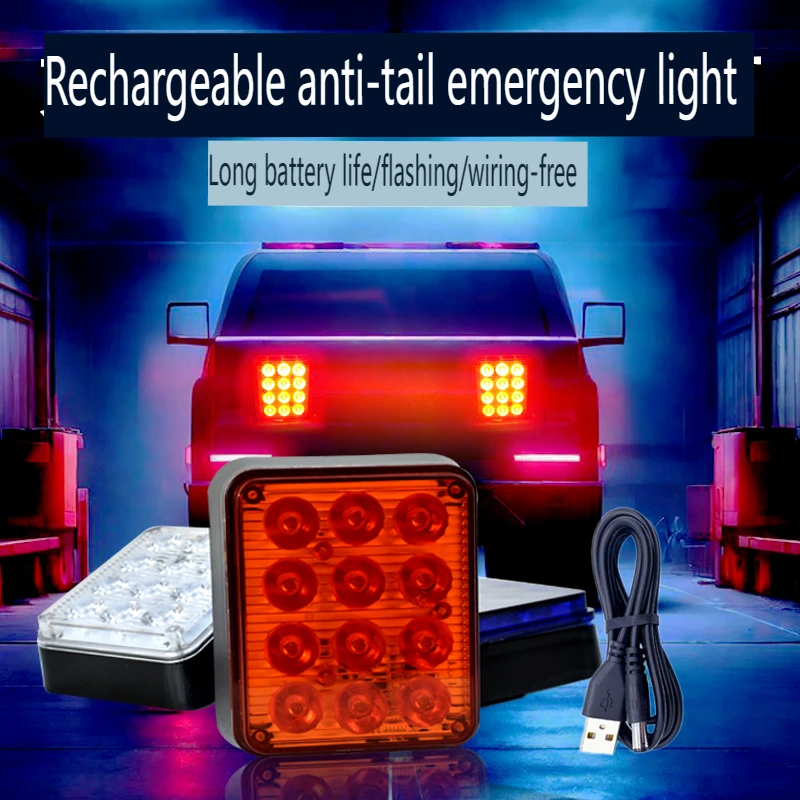 usb 12LED Emergency Rechargeable strobe Safety warning light magnetic side light Outdoor travel flash lamp Barricade light