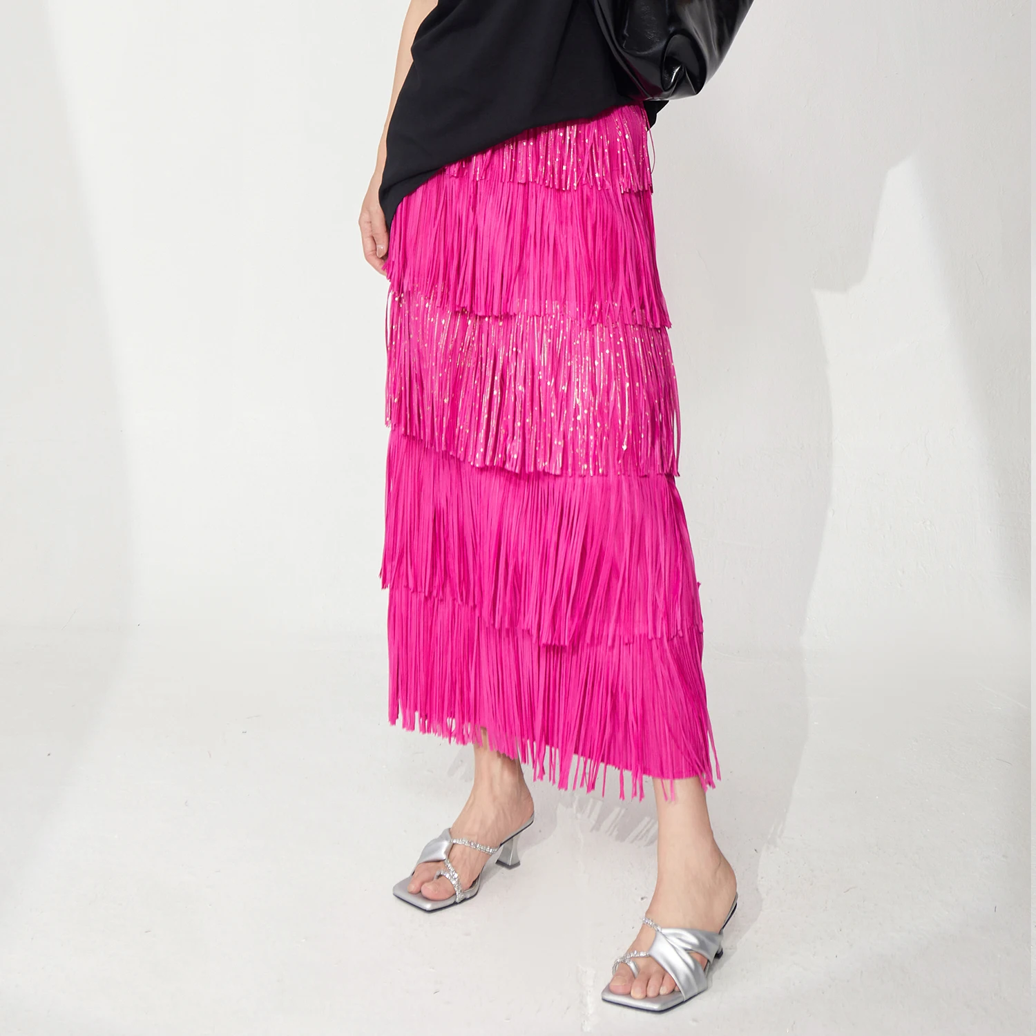 Direct From the Factory Women's Elegant Skirt Design High Quality Stretch Tassel Skirt Summer