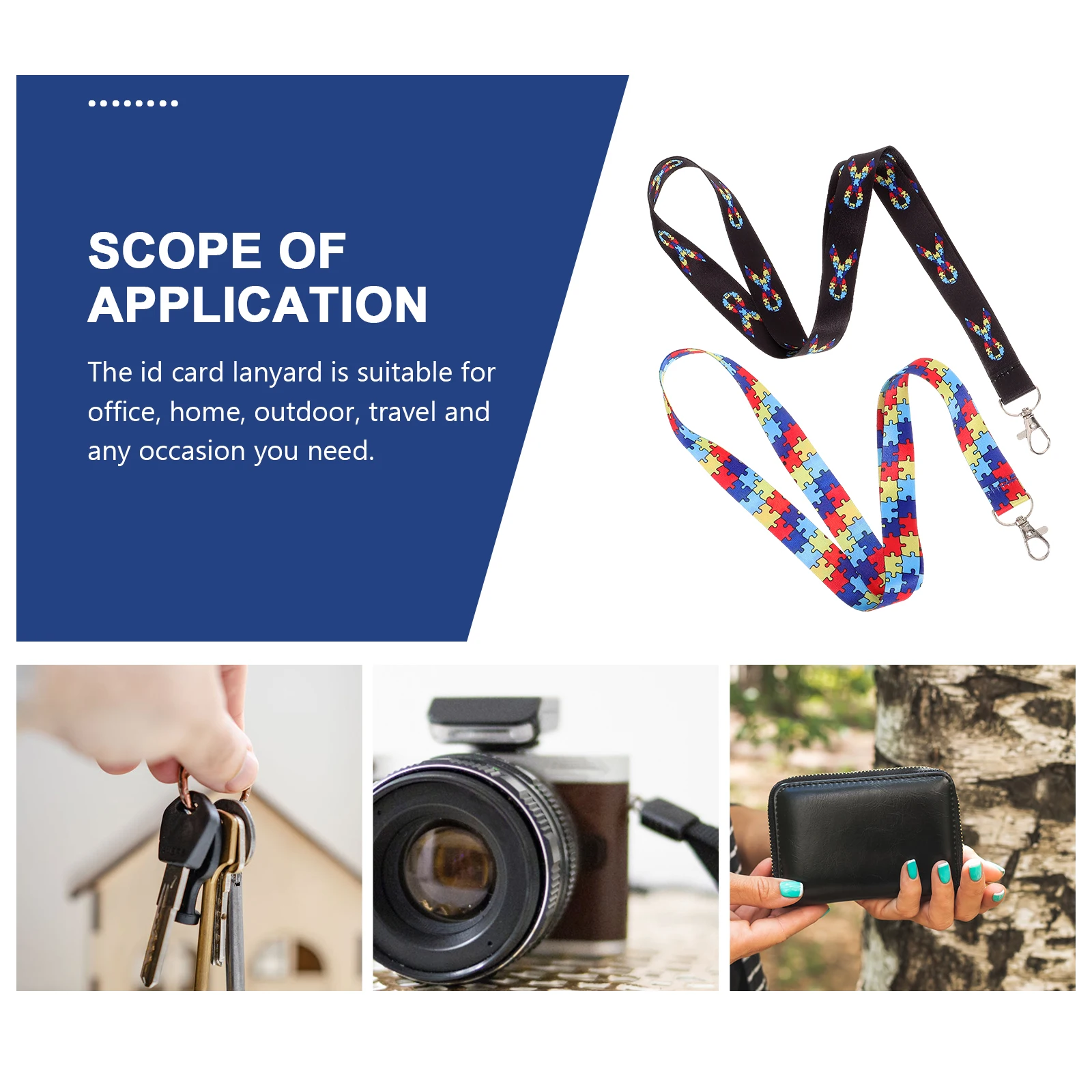 

2pcs Badge Lanyard For Id Cards Nylon Metal Work Lanyards Portable Neck Ropes Office Home Travel Use Anti-Loss Hanging