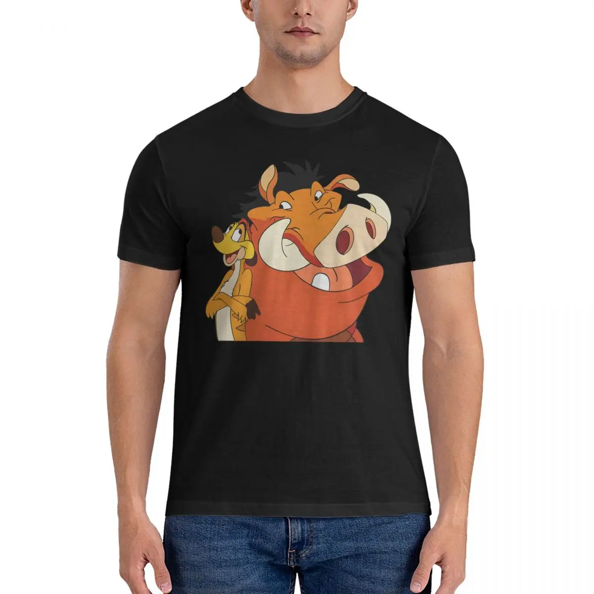 Pumbaa And Timon Men's T Shirts Disney The Lion King Film Fashion Tees Short Sleeve O Neck T-Shirts Cotton Gift Idea Clothes