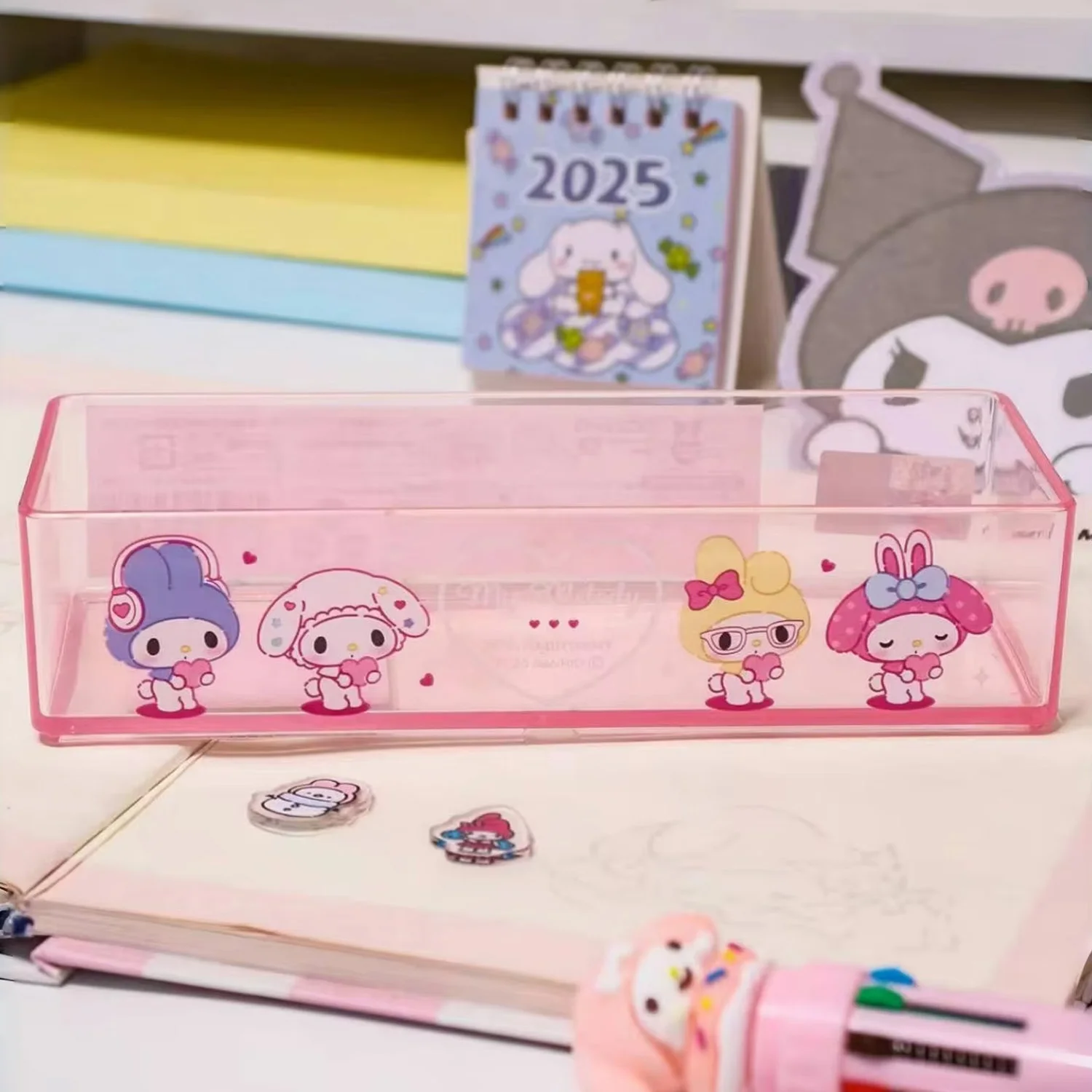 Kuromi My Melody Hello Kitty Print Clear Desktop Organizer for Stationery Cosmetics Table Home Tidy Storage Caddy` - view 5