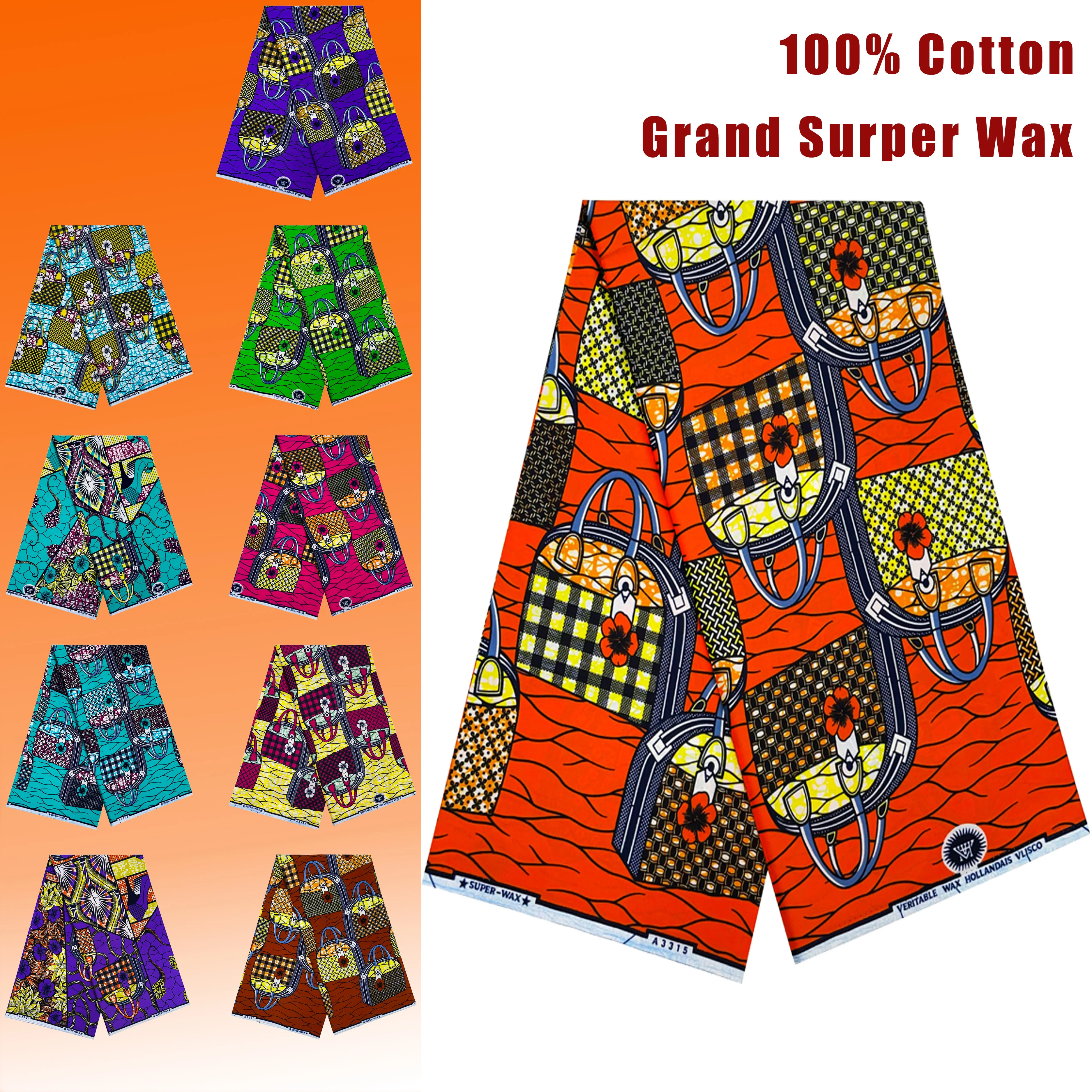 

2025 new Soft and Shiny Gold Wax Fabric 100% Cotton Printed Wax High Quality Nigeria African Wax Fabric