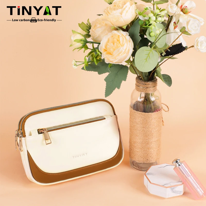 TINYAT Women's Multi Color Storage Bag Fashion Contrasting Color Waist Bag Multi Pocket Crossbody Bag for Travel and Daily Use