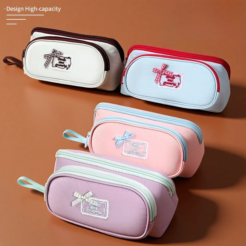 

2025 пенал с магнитной застежкой, винтажный цвет, большая вместительная косметичка для школы, высококачественный подарок для студентов с ручкой