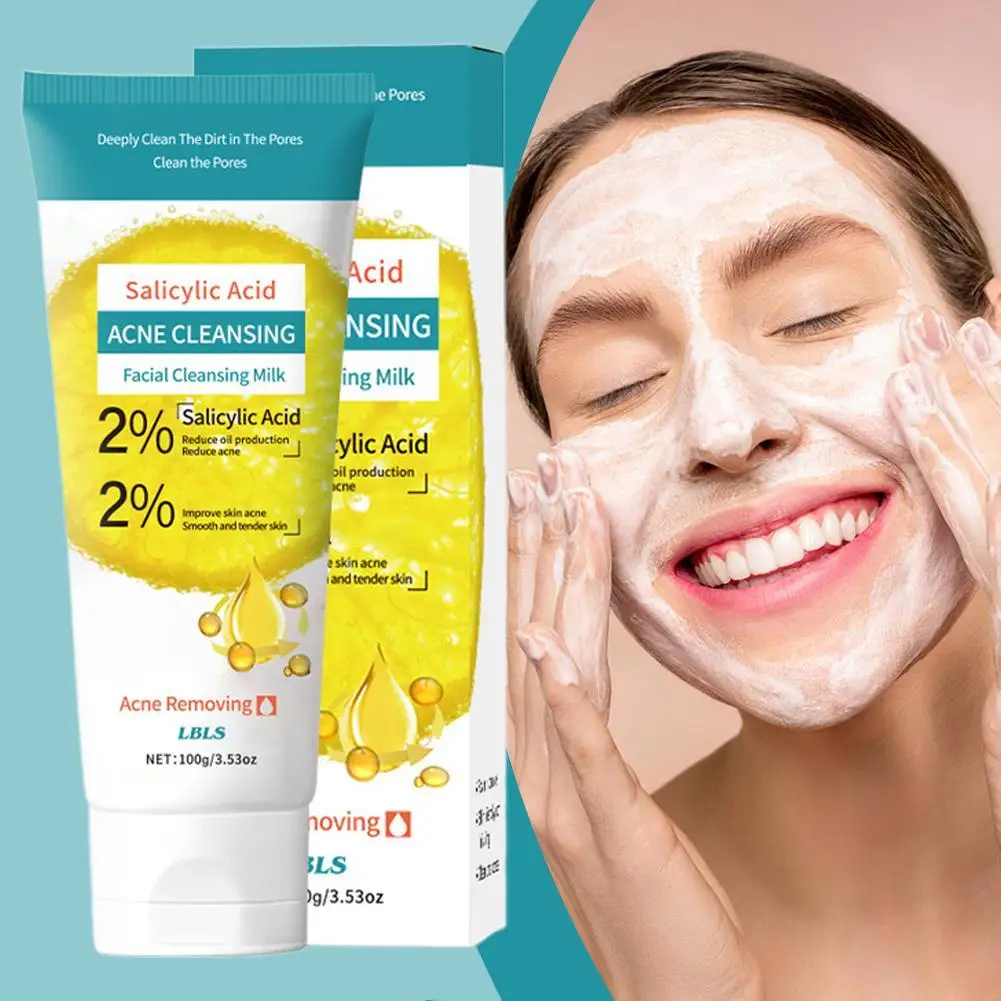 100g di acido salicilico detergente per il viso schiuma per il lavaggio del viso cura del viso detergente per il viso detergente idratante prodotti per la pelle idratante F0R6