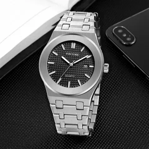 PINTIME Klassisk Herr Quartzklocka Elegant Enkel Design Vattentät Rostfritt Stålarmband Par Fritid Affärsur 8 best sales Pintime-klocka för män - №3