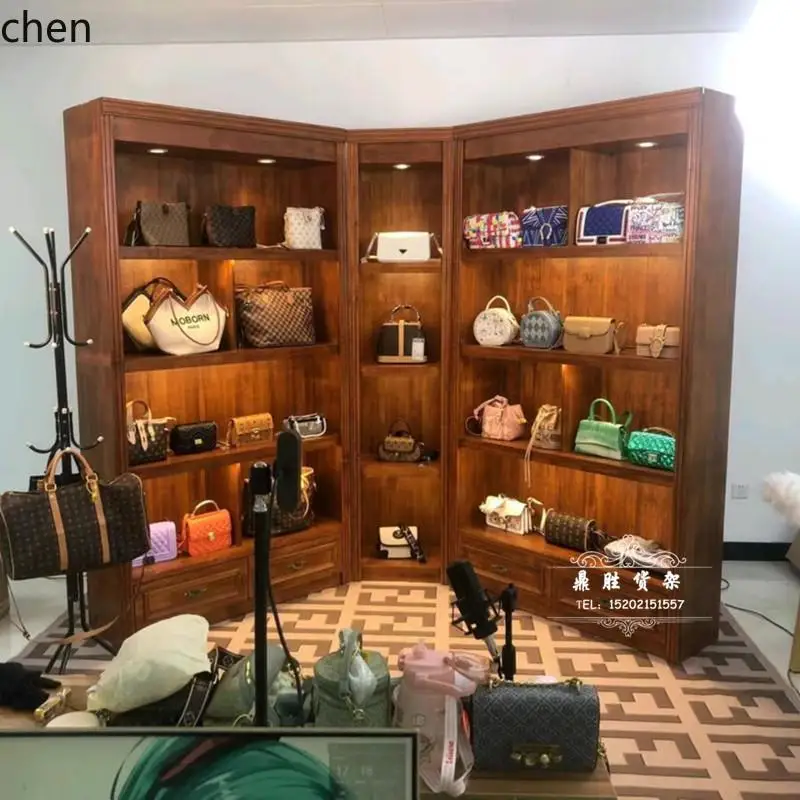 PYH Tea Cabinet Storage Rack Product Display Cabinet Bag Rack Display Cabinet Shoe Display Rack with Light