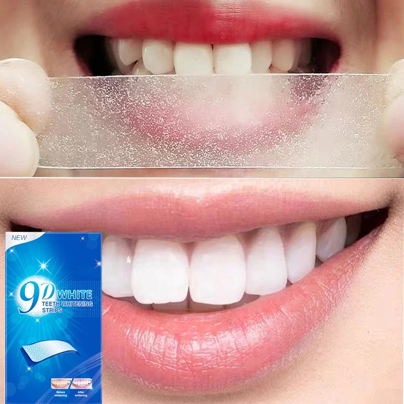 

9D Teeth Whitening Strips Remove Yellow Tooth Smoke Stains Dental Cleaning Sticker Oral Hygiene Care False Teeth Veneers