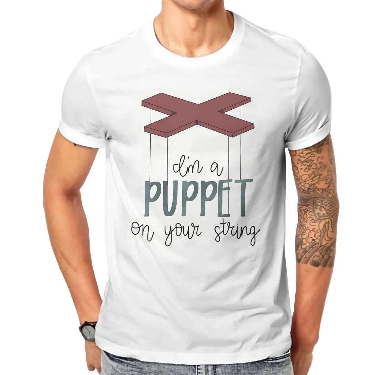 String Puppet TShirt for Men Puppet Soft Leisure Tee T Shirt High Quality Trendy Fluffy