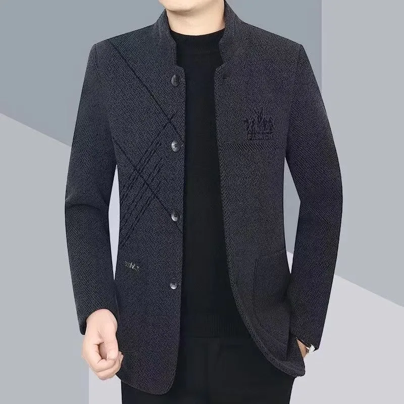 

Autumn Winter Coat Stand Collar Jacket Business Temperament Men's New Casual