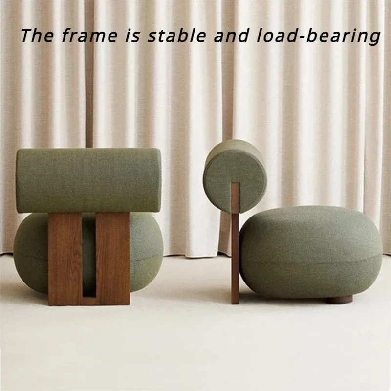 Nordic Backrest Chair Modern Solid Wood Luxury Single Sofa Balcony Tatami Lounge Chair Cloth Chair Living Room Furniture