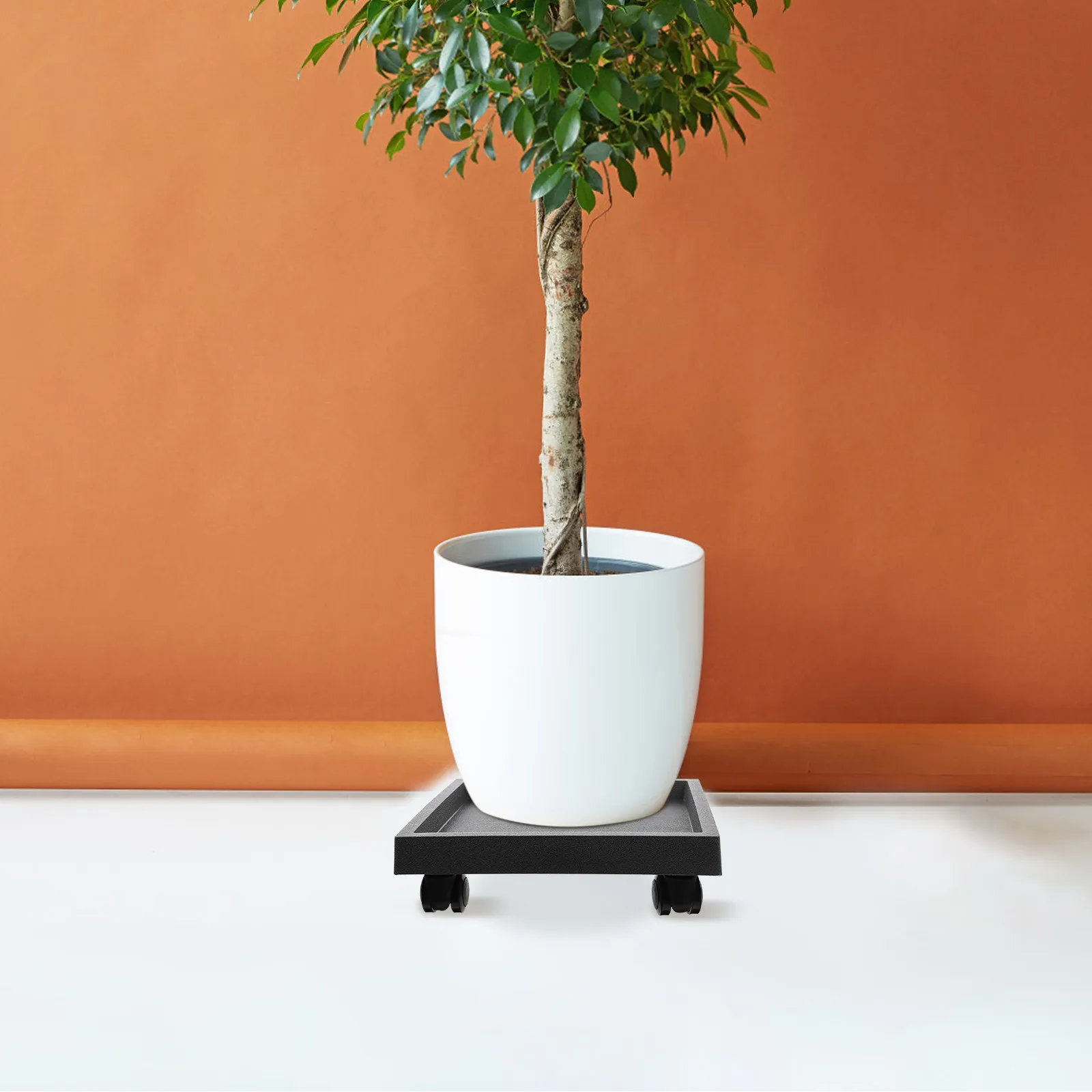 Plastic Flowerpot Tray with Wheels Heavy Duty Rolling Plant Dolly for Garden Home Office Movable Plant Pot Holder Spill Proof