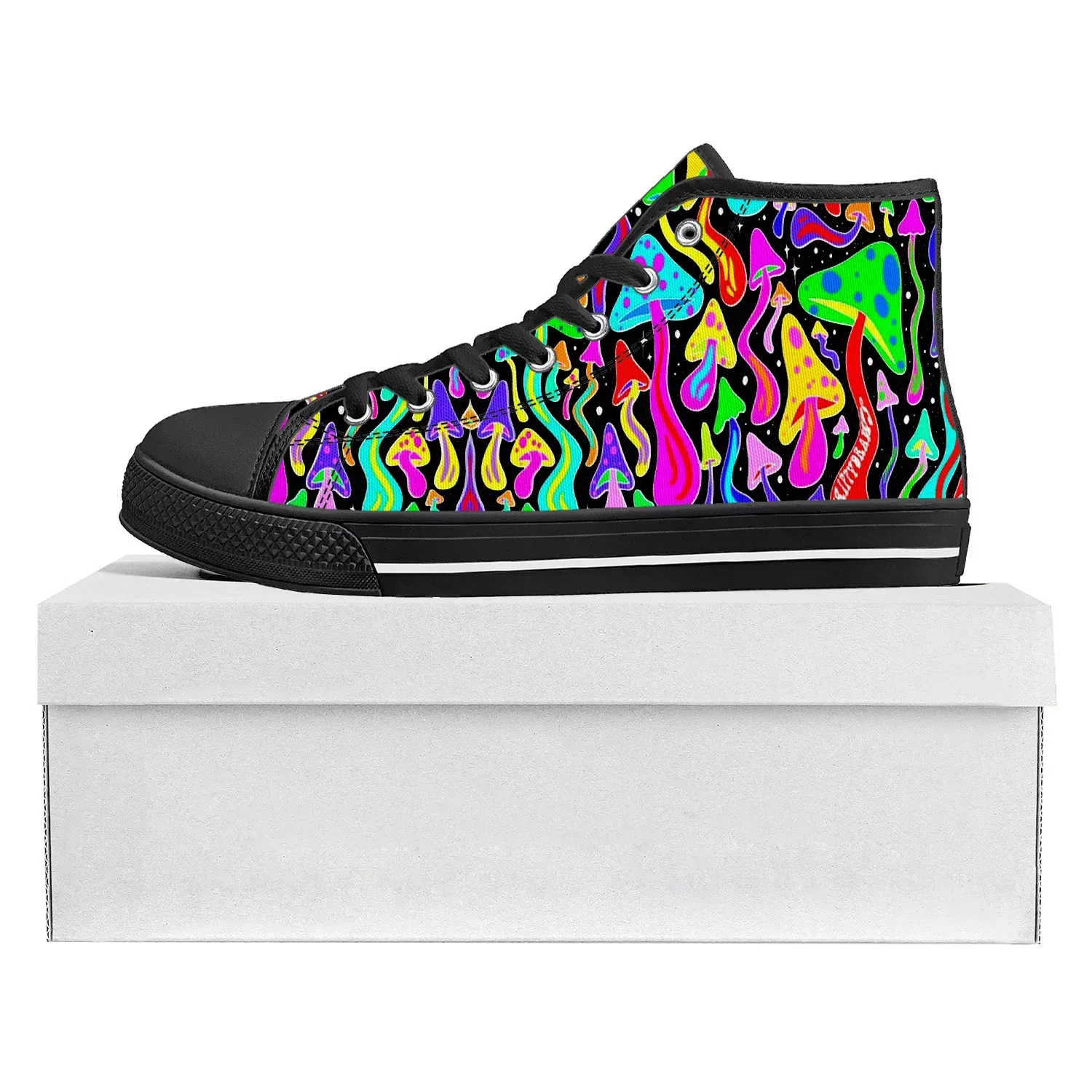 Psychedelic Mushroom High Top High Quality Sneakers Mens Womens Teenager Canvas Sneaker Custom Made Shoe Casual Couple Shoes