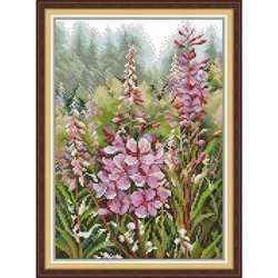 Joy Sunday Pre-printed Cross Stitch Kit Easy Pattern Aida Stamped Fabric Embroidery Set-Wild Flowers
